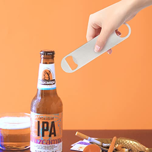 Ohiyoo 24 Pack Flat Beer Bottle Opener 7 Inch Heavy Duty Stainless Steel Flat Bottle Opener Metal Beer Bottle Openers Silver Beer Openers For Bartender Kitchen Bar Or Restaurant (Silver, 7 Inch) #TOP5