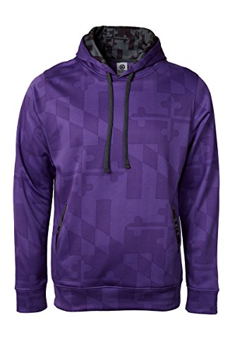 Maryland Flag Souvenir Gift Hoody with Front Kangaroo Pockets and Hidden Media Player Pocket Purple