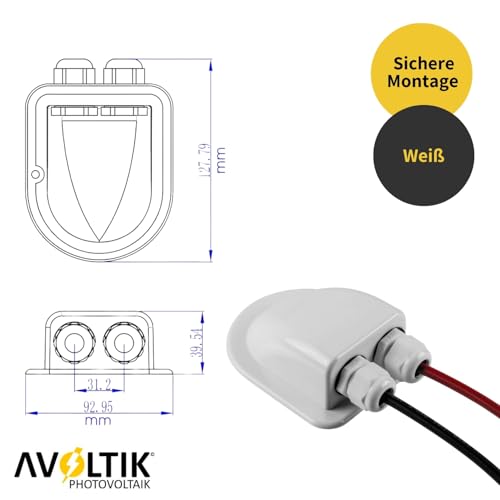 Avoltik Solar Kabeldurchführung 2-Fach I wasserdicht aus ABS-Kunstoff I Dachdurchführung Solar für Dach Wohnmobil Photovoltaik Wohnwagen, Wohnmobile, Garten, Ferienhäuser für Solaranlage I in weiß