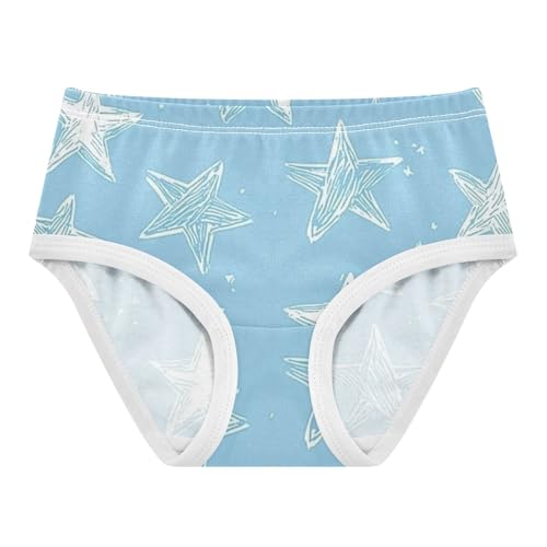 Girls' Briefs Organic Underpants for Kids Light Blue Star Pattern