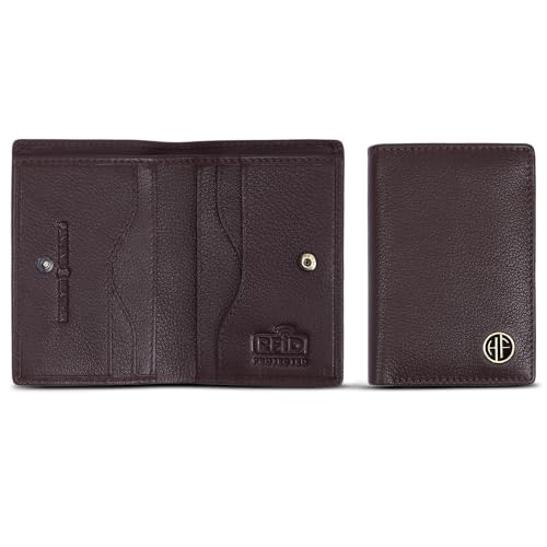 Image of HAMMONDS FLYCATCHER Genuine Leather Card Holder for Men and Women Slim RFID Blocking Bifold with 6 Card Slots Cash Compartment Compact Credit Debit Card Case Minimalist Pocket Organizer