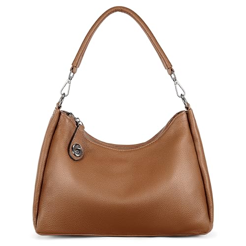 YALUXE Women’s Real Cowhide Leather Shoulder Bag Underarm Handbag Trendy Purse Anti-theft Pocket