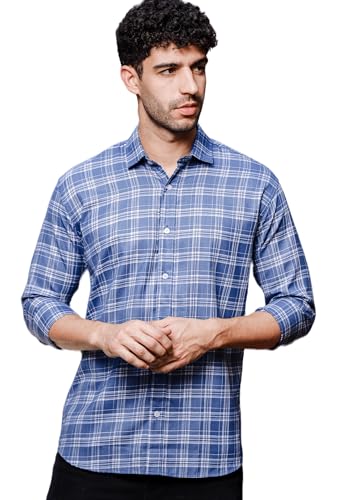 Image of IndoPrimo Men's Regular Fit Cotton Super Checks Casual Shirt for Men Full Sleeves - Rockey