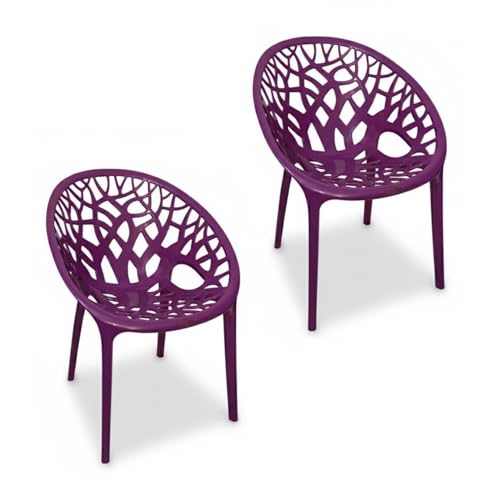 Image of activa Crystal Plastic Arm Chair | Stackable Indoor Outdoor Chair for Home, Balcony, Patio & Garden | Comfortable Designer Armrest Chair | Durable Plastic Seating Furniture (Voilet, Set of 2)