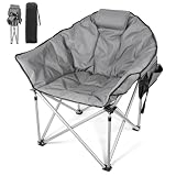 Suteck Oversized Camping Chairs for Adults, Folding Chair with Fully Padded Seat & Back, Portable Camping Lounge Chair with Two Side Pockets, Pillow and Carry Bag for Outside, Travel, Picnics