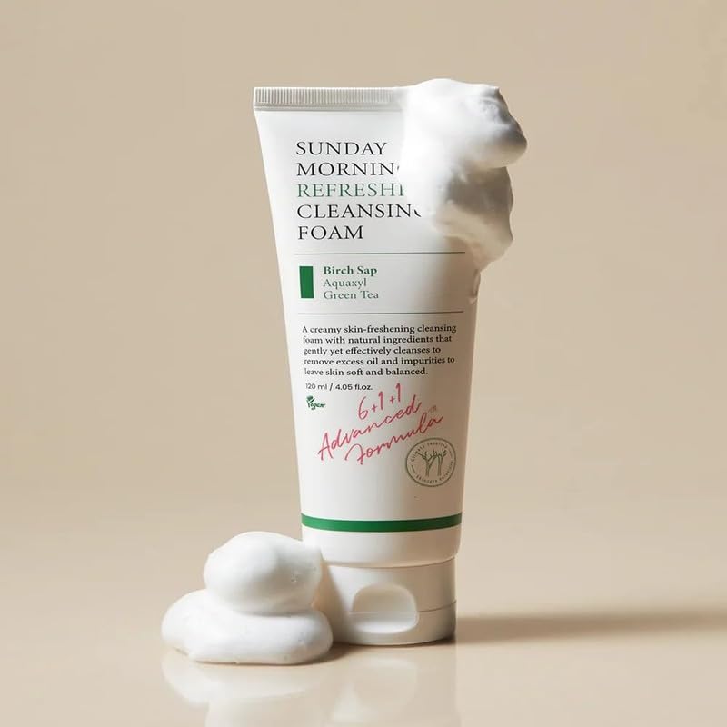 Image of Sunday Morning Refreshing Cleansing Foam With Birch Sap Hydrating And Soothing Gentle Facial Cleanser Vegan Korean Skin Care Face Wash For All Skin Types 4.06 Fl. Oz.