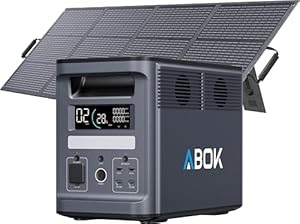 ABOK Ark2000 Powerstation LiFePO4, erweiterbar auf 4,6kWh, 1,3h 0–100% Schnellladung, 2000W AC Solargenerator mit UPS & App-Steuerung für Camping, Notfälle, Wohnmobile & Off-Grid Ark2000 + 200W
