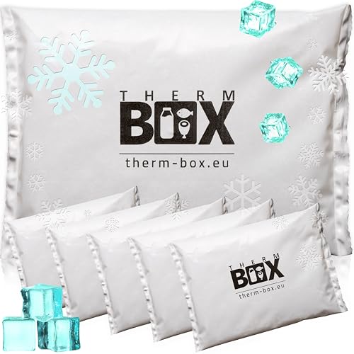 THERM BOX Profi Kühlakku für Kühlbox Set 6 Stück Groß 450g Wiederverwendbar Kühlpad Kühlpack Kühlbeutel Kühlkissen Weiß