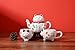 Japanese Lucky Cat Tea Set Ceramic Maneki Neko Teapot, 2 Teacups, Tea set, with Stainless Steel Infuser in Gift Box (Red Scarf)