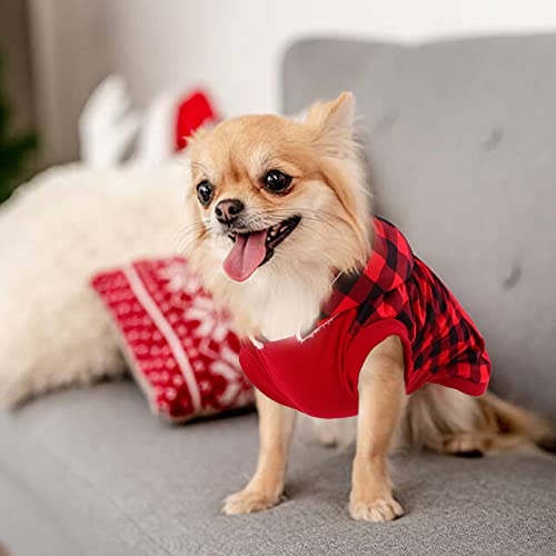 Idomik Dog Winter Coat/Hoodie With Removable Hat, British Plaid Dog Cold Weather Jacket/Clothes For Small Medium Large Breeds, Warm Plush Lined Girl Boy Vest With Pocket Cozy Hooded Pet Apparel/Outfit #TOP5