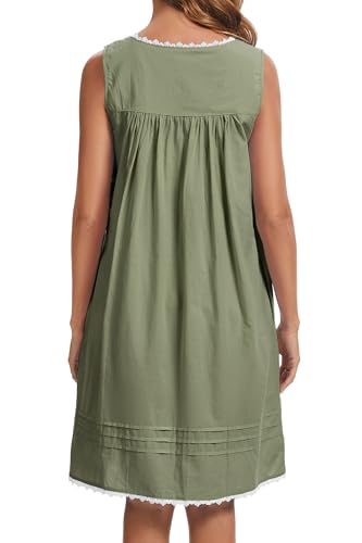 Image of AVIIER 100% Cotton Nightgowns for Women Sleeveless Night Gown with Pockets