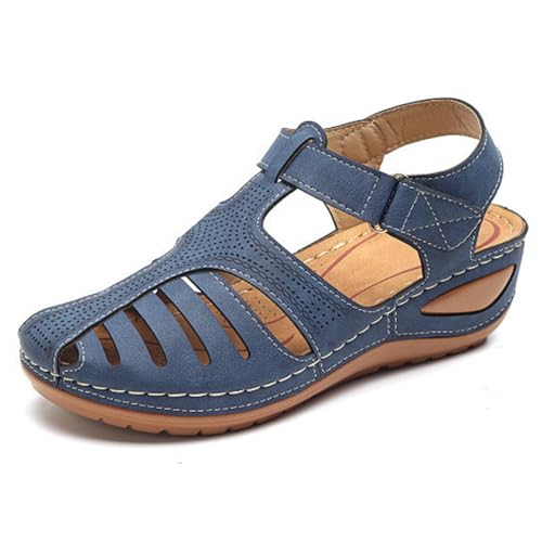 Sandales compensées femmes bleu 38 : finis les pieds fatigués grâce au bout fermé