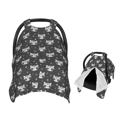 Image of Muishi Cartoon Raccoon Baby Car Seat Canopy Nursing Cover for Newborn Car Seat Breastfeeding Covers Blanket Newborn Shower Gift