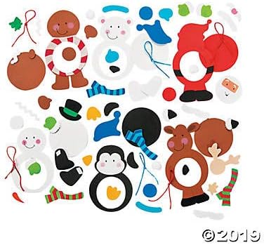 Fun Express Christmas Character Picture Frame Ornament Craft Kits - Makes 12- Holiday Crafts for Kids