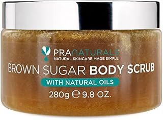 PraNaturals Brown Sugar Body Scrub - Natural Exfoliating Body Scrub - Gently Removes Dead, Dry Skin Cells - 280g