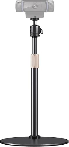 Soporte de trípode para cámara web para escritorio de altura ajustable y soporte giratorio de 360° para cámara web compatible con Logitech Webcam
