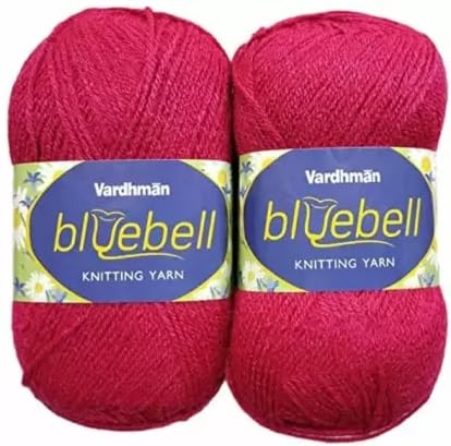 Vardhman Bluebell 200g Wool Ball Hand Knitting Wool & Art Craft Soft Fingering Crochet Hook Yarn Needles Acrylic Knitting Yarn Thread Dyed (One Ball 100gm Each) (Rose Pink Shade no. 29)
