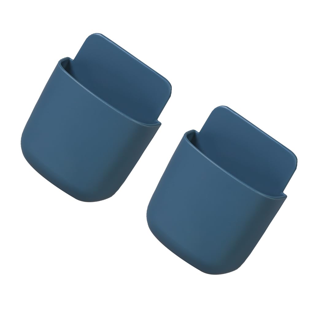 WOVEBIUS 2x TV Remote Control Storage Box Household Organization Container Solid Color Plastic Phone Holder Organizer Holders Blue