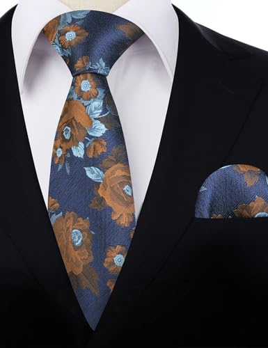 Image of Alizeal Mens 3.15'' Colorful Flower Pattern and handkerchief Necktie Set