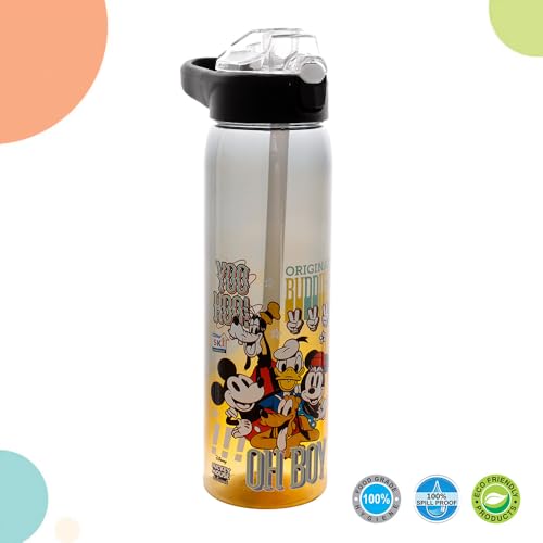 Image of SKi Homeware Impact Sipper Water Bottle, for School, Sports, Trek, Travel | Teens and Kids of all age groups | Leakproof, Light Weight, Pop-up Sipper with Handle, 750 ML, Mickey & Friends