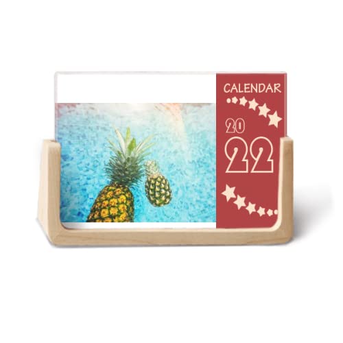 Calendrier de bureau 2022 12 mois bleu planning fruits rouges