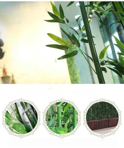 Minogo 人工竹 パーテーション 観葉植物 大型 屋外仕切り フェイクグリーン 屏風 遮断 シミュレーションバンブー ホテル造景 ガーデニングフェンス 竹垣 台座付き 室内装飾 ホテル パティオ 家庭用 組み立てが簡単 (人工竹の高さ150cm,150cmのベース+26本の人工竹ポール) [4]