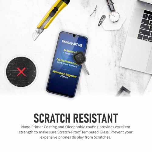 Image of SupCares Tempered Glass for Samsung Galaxy A17, Galaxy M17, M36, F36 and Galaxy F17 (6.7 Inch) With Installation Kit | 9H Edge to Edge Screen Protector | Black