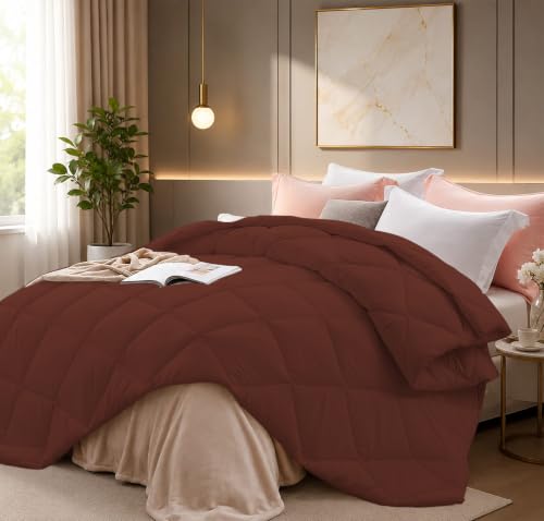 Image of Super Comfort Microfiber 300 GSM Comforter for Heavy Winter, Warm Quilted Blanket with Diamond Stitch, 92 x 106 Inches (233 x 269 cm), Cozy Comforter for King Size|Chocolate Brown