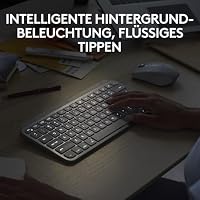 Logitech MX Keys Mini Tastatur + MX Anywhere 3S kabellose Maus – flüssiges Tippen, beleuchtete Tasten, schnelles Scrollen, Bluetooth, kompatibel mit Mehreren Betriebssystemen - Graphit, QWERTZ-Layout – Ansicht 3