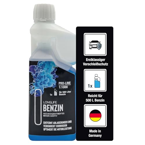 LIFETIME Longlife Benzin Additiv Pro-Line | Motorreiniger Benzin & Korrosionsschutz | 1x Flasche reicht für 500l Benzin | Erweiterte Schutzformel, Optimale Leistung & weniger Verbrauch - 500ml