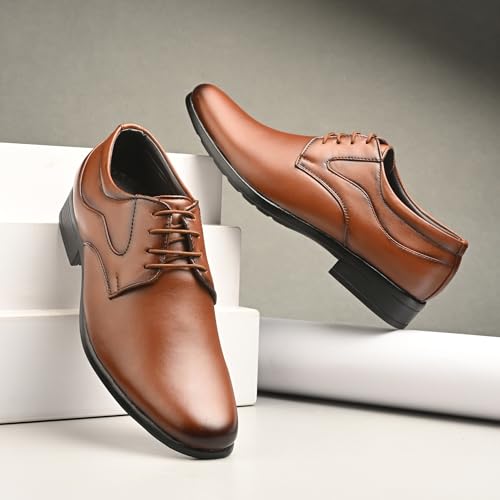 Image of Centrino Formal Shoes for Men | Lightweight Comfortable Office Shoes for Man Stylish | Cushioned Insole Lace-Up Shoes for Men | Durable TPR Sole | Trendy Classic Design Footwear for Men (8115)