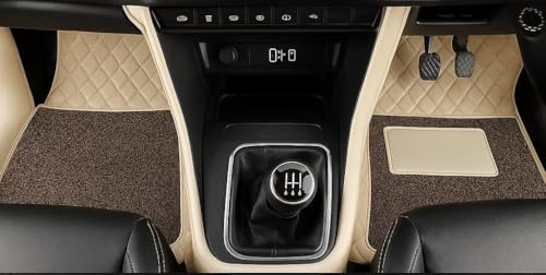 Image of SINEX Premium 7D car mat Full Set for MG Windsor EV Luxury Leather Double Car Floor Mat Complete Set || 100% Waterproof and Washable Color : Beige