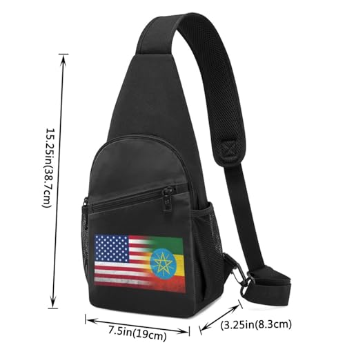 Retro American Ethiopian Flag，Fashion One-Shoulder Bag，Anti-Theft Crossbody Shoulder Chest Bag4