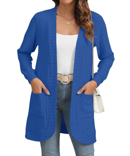 Image of YSYOKOW Cardigan Sweaters for Women Long Sleeve Open Front with Pockets | Long Cardigans for Women Lightweight Soft Casual Dressy Loose Fit Cardigan Sweater with Pockets for Work and Office