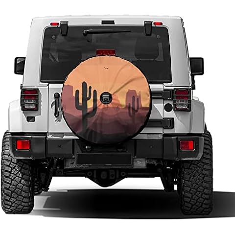 Foruidea Desert Sunset Cactus Spare Tire Cover with Backup Camera Hole Wheel Tire Cover Fit Trailer, RV, SUV and Many Vehicle 17inch Cover