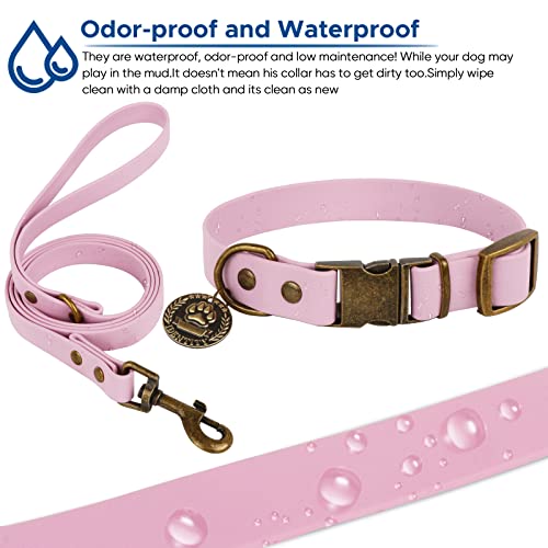 Wisedog Dog Collar And Leash Set Combo: Adjustable Durable Pet Collars With Dog Leashes For Small Medium Large Dogs,Includes One Bonus Of Poop Bag Holder (M, Pale Pinkish Purple) #TOP4