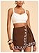 SweatyRocks Women's Boho Mini Skirts Floral Shorts Tie Side Wrap Elastic Waist Summer Skorts Beach Vacation Outfits Brown Medium