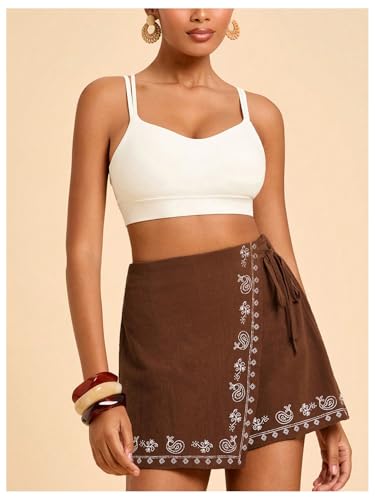 Image of SweatyRocks Women's Boho Mini Skirts Floral Shorts Tie Side Wrap Skorts