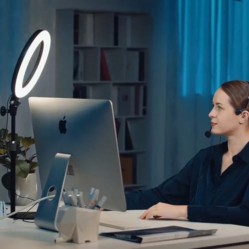 Ringlicht mit Stativ Handy Laptop Videokonferenz Licht,Evershop 10.5” Ring Light Ringleuchte LED 3 Lichtfarben+10 Helligkeiten 360°Drehbar Schreibtisch Streaming Beleuchtung Licht YouTube Tiktok