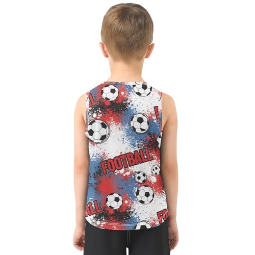J JOYSAY Soccer Splash Red Blue Boys Tank Top Sleeveless Muscle Shirts Quick Dry Workout Sport Active Kids T-Shirts 3-15T3