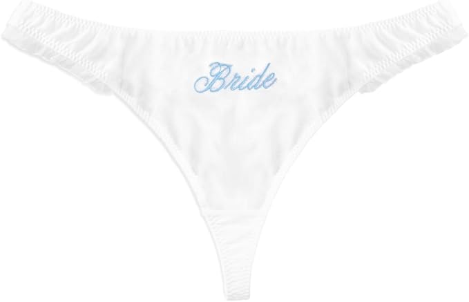 xo, Fetti White Ruffle Bride Thong, S/M/L | Embroidered Underwear, Bridesmaid Gift, Bridal Shower Lingerie, Outfit Accessory