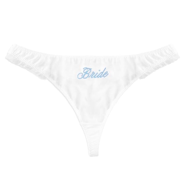 xo Fetti White Ruffle Bride Thong S M L Embroidered Underwear Bridesmaid Gift Bridal Shower Lingerie Outfit Accessory