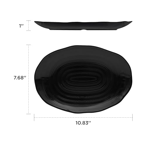 TP 10" Serving Platters Set of 4, Oval Melamine Serving Trays for Appetizers Desserts Pasta Snacks Sushi, Unbreakable Plates for Dinner and Party, Black by TP - Image 3