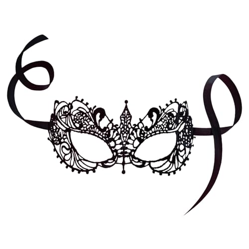 PRECORN Lot de 4 masques en dentelle vénitienne pour femme - Noir sexy - Pour carnaval, Halloween - Accessoires de mascarade élégants pour femme