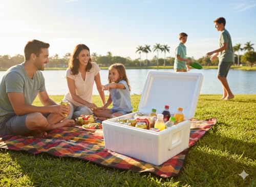 Image of Thermocol Ice Box 55 Litre - Premium EPS Insulated Cooler for Fish Transport, Dairy, Beverages & Cold Supply Chain