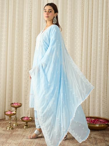 Image of INDO ERA Women Pure Cotton Kurta Set with Dupatta | Festive Suit Set, 10790