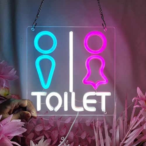 Image of Toilets Neon Signs for Wall Decor Neon Lights for Bedroom Led Business Signs Suitable for Washroom Restroom Christmas Birthday Party Unique for Lover,21 * 21cm