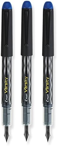 Pilot Varsity Disposable Fountain Pens, Blue Ink, Medium Point, Pack of 3