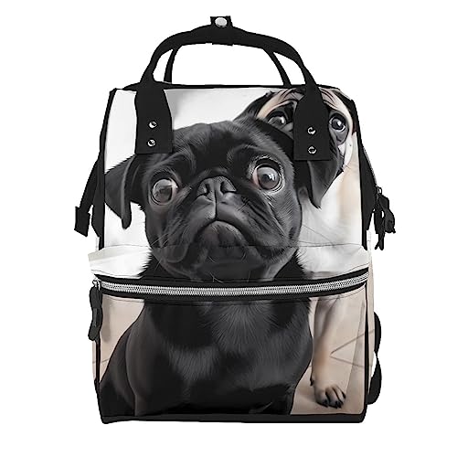 Sac à dos de voyage multifonction noir motif carlin idéal contre le manque de place