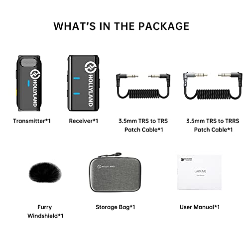 Image of Hollyland Lark M1 Wireless Lavalier Microphone with Noise Cancellation,656Ft Transmission,8H Battery Life,Compact Wireless Lapel Microphone System for DSLR Cameras /Live Streaming (1Tx+1Rx)